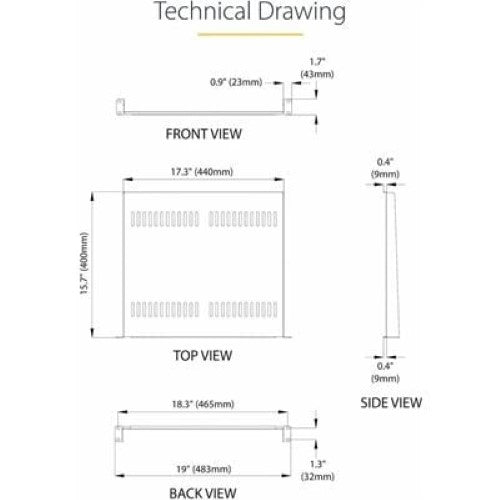 2-Pack 1U Server Rack Shelf Vented