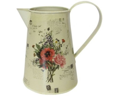 Tin Jug Floral Cream