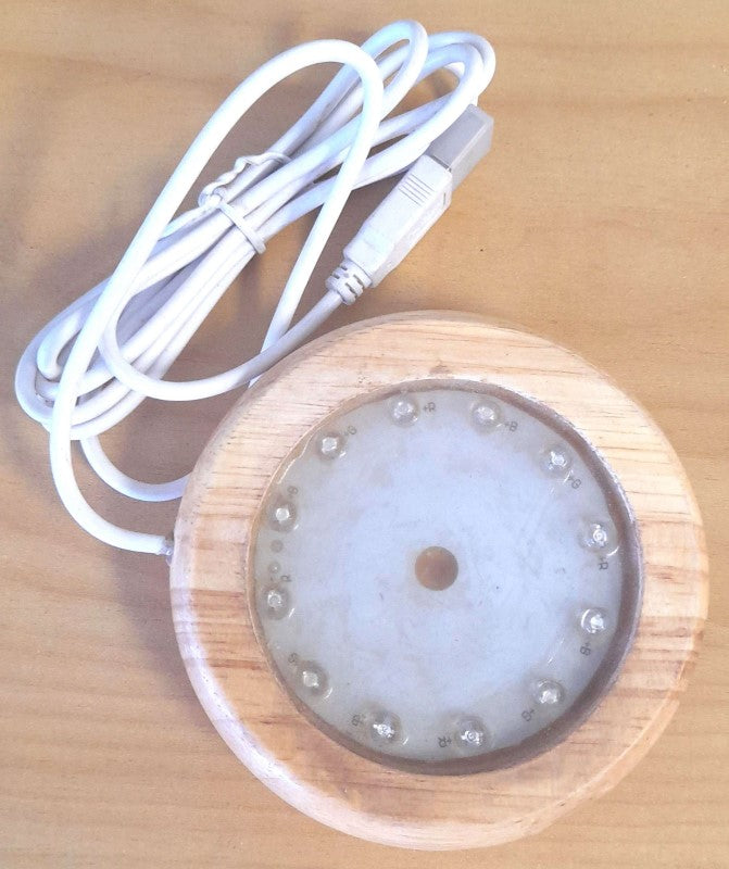 USB Selenite / Crystal LED Base - 10cm with 12 LED