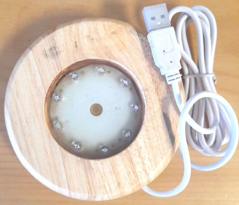 USB Selenite / Crystal LED Base - 11.5cm with 9 LED