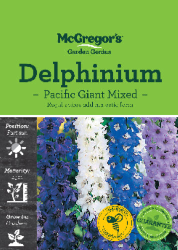 McGregor's Delphinium Pacific Giant Mixed Flower Seed Packet
