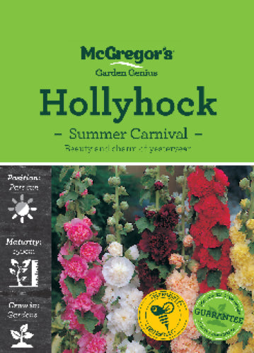 McGregor's Hollyhock Summer Carnival Flower Seed Packet