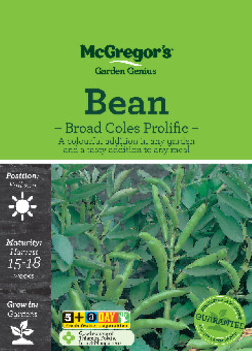 McGregor's Beans Broad Coles Dwarf Prolific Vegetable Seed Packet