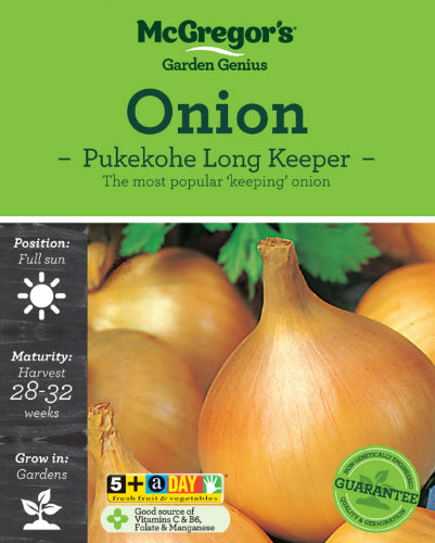 McGregor's Onion Pukekohe Long Keeper Vegetable Seed Packet