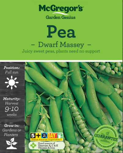 McGregor's Peas Dwarf Massey Vegetable Seed Packet