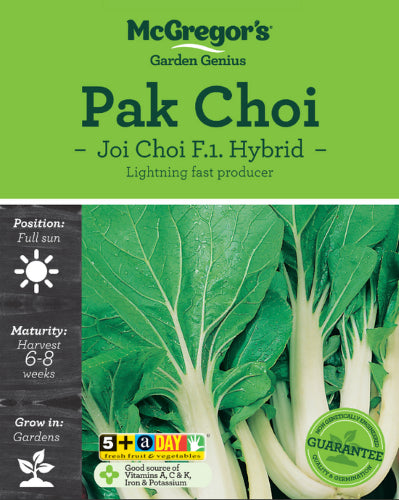 McGregor's Pak Choi Joi F1 Hybrid White Stem Vegetable Seed Packet
