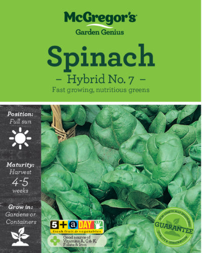 McGregor's Spinach Hybrid No 7 Vegetable Seed Packet