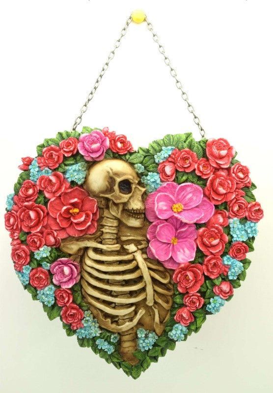 Wall Hanging - Resin Skeleton with Flowers (18 × 2.2x  18cm)