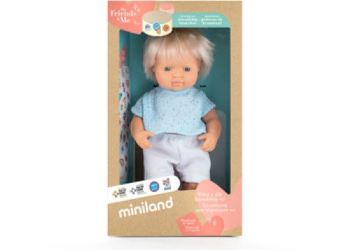 Miniland -My Friends & Me Baby Doll Blond Boy 38Cm