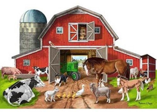 Melissa & Doug - Busy Barn Shaped Floor Puzzle - 32pc