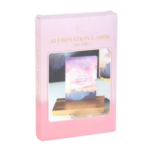 Set of 10 Ethereal Affirmation Cards with Wooden Stand
