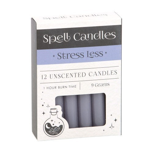 Set of 12 Stress Less Unscented Spell Candles