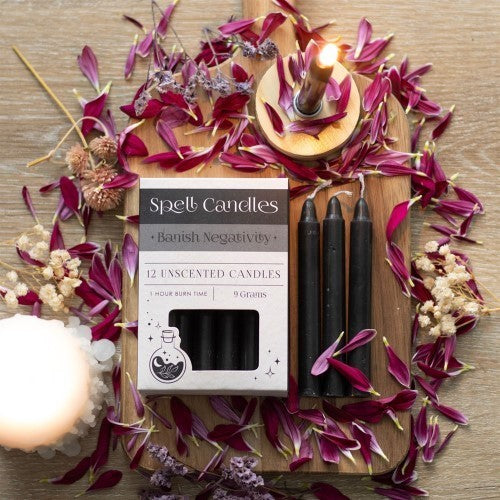 Set of 12 Banish Negativity Unscented Spell Candles