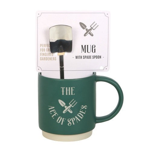 Ace of Spades Ceramic Mug with Metal Spade Spoon