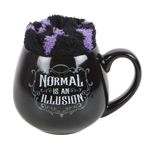 Normal is an Illusion Gothic Ceramic Mug and Socks Set