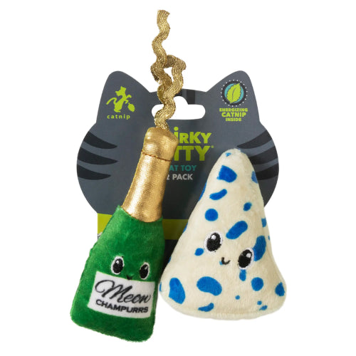 Cat Toys Quirky Kitty Wine And Cheese 2pk