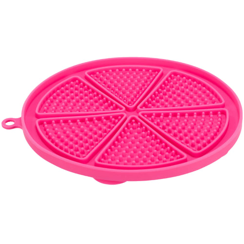 Dog Training Aid Lick 'n' Snack Mat with Suction Pad - silicone 18cm Pink