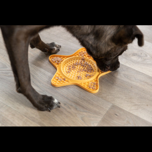 Dog Training Aid Lick 'n' Snack Mat silicone 23.5cm Yellow