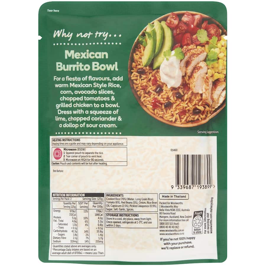 Woolworths Mexican Style Rice 250g