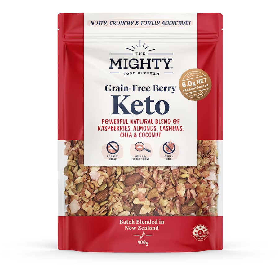 The Mighty Food Kitchen Keto Granola Grain-free Raspberry 400g