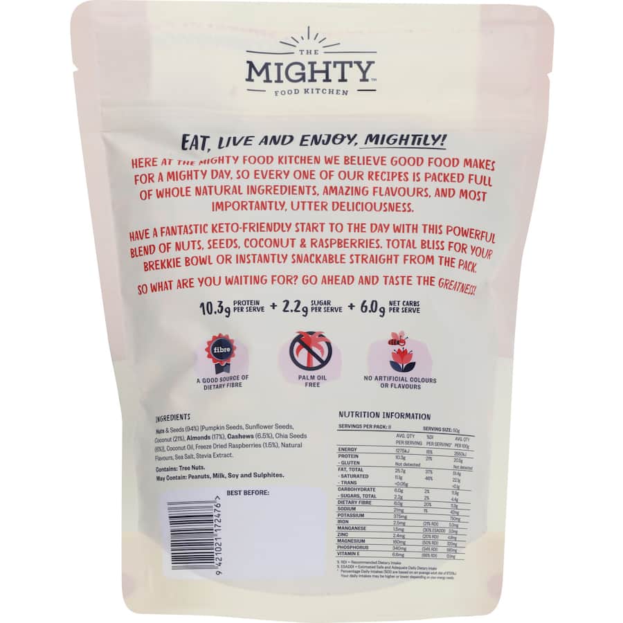 The Mighty Food Kitchen Keto Granola Grain-free Raspberry 400g