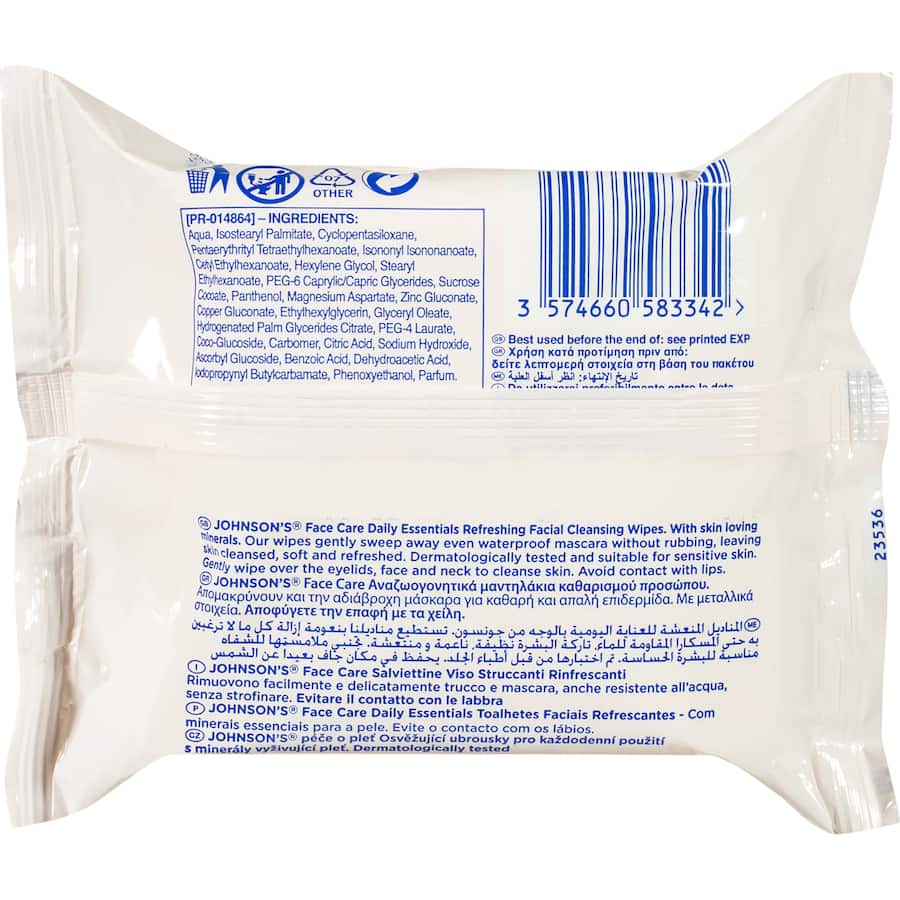 Johnsons Facial Wipes Cleansing 3 In 1 25pack