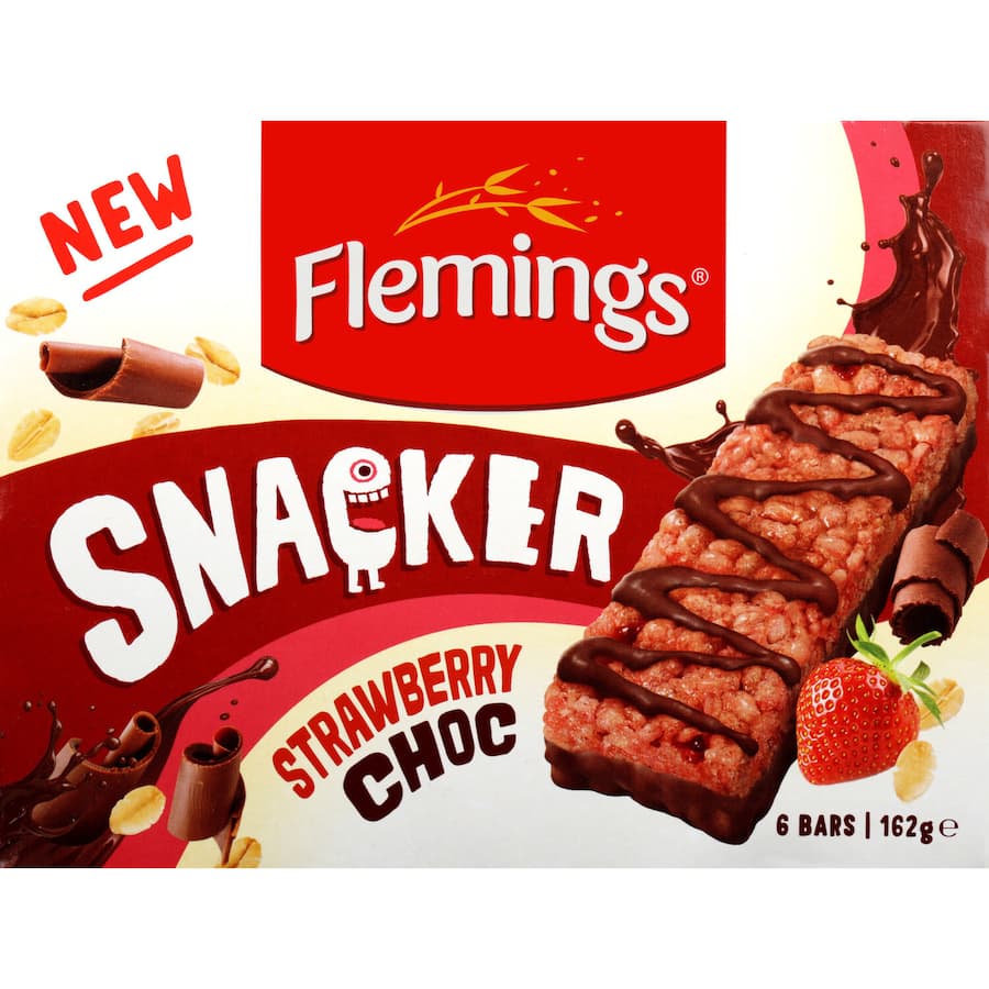 Flemings Snacker Muesli Bars Strawberry Choc 6pk 162g