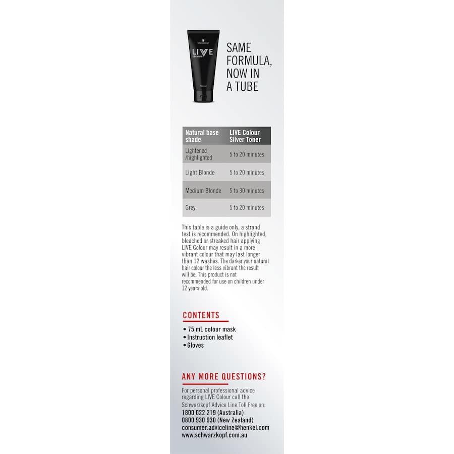 Live Colour Hair Colour Silver Toner 75mL