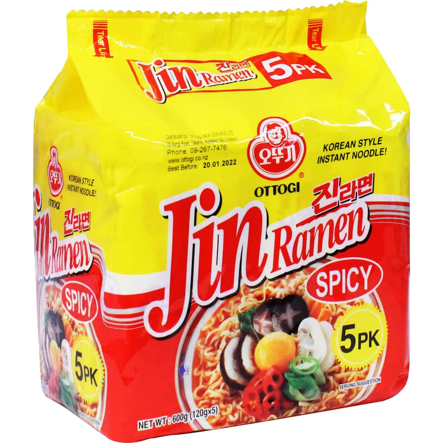 Ottogi Jin Ramen Instant Noodles Spicy Multi Pack 5pk 600g
