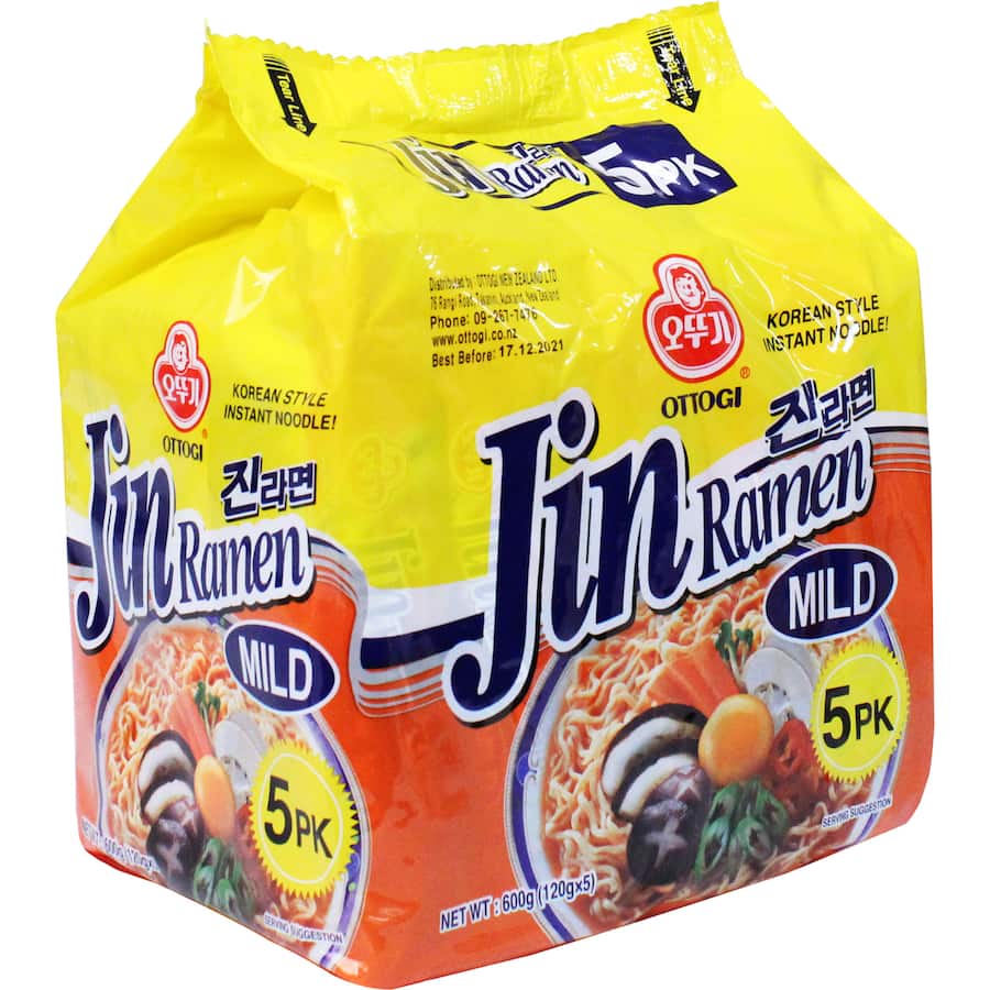 Ottogi Jin Ramen Instant Noodles Mild Multi Pack 5pk 600g