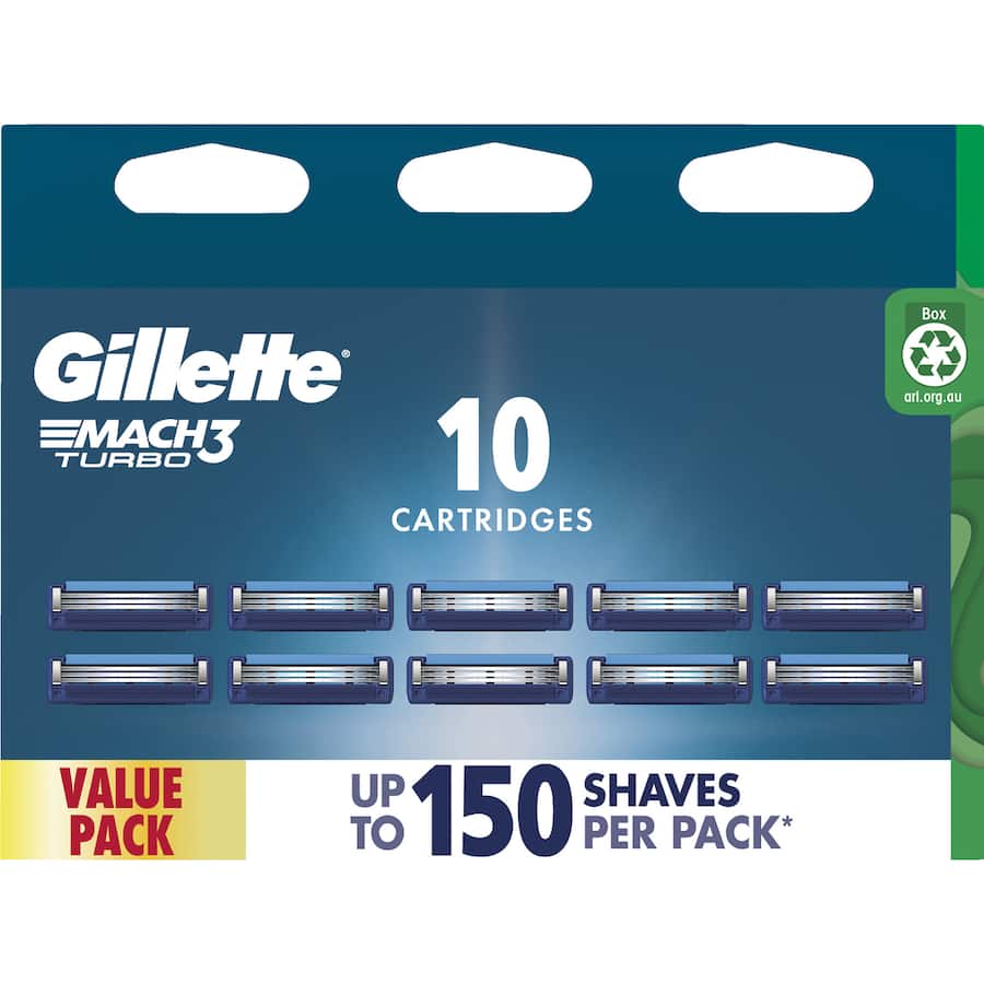 Gillette Mach 3 Turbo 3d Replacement Blades Cartridges 10pack