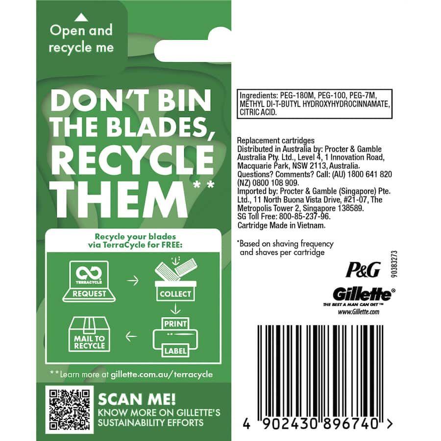 Gillette Mach 3 Turbo 3d Replacement Blades Cartridges 5pack