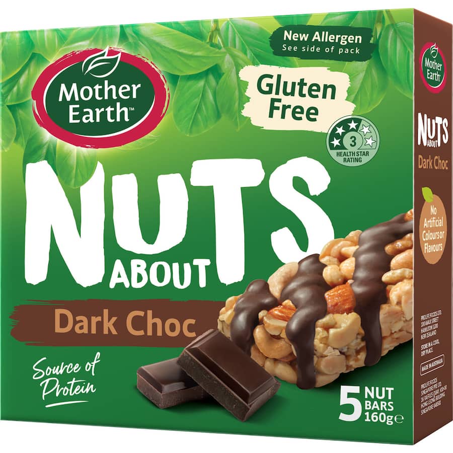 Mother Earth Nuts About Gluten Free Nut Bar Dark Choc 5pack