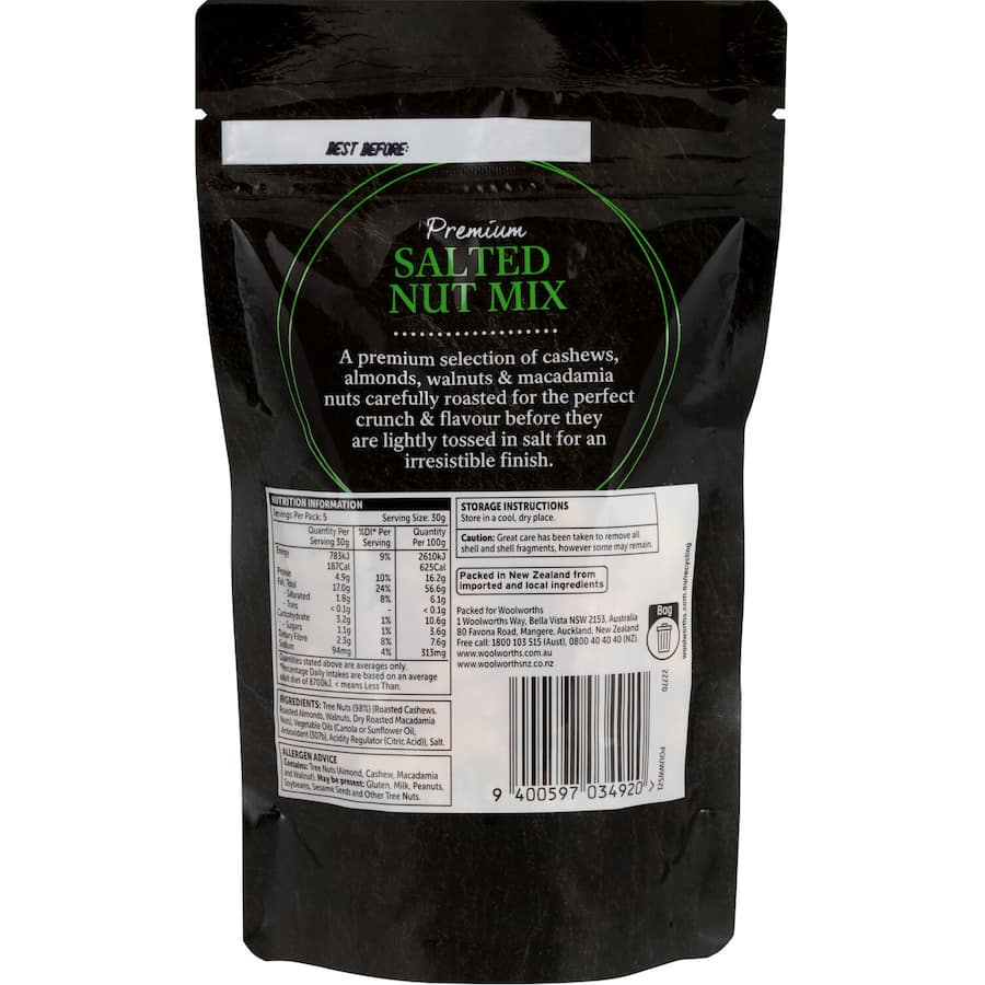 Woolworths Salted Nut Mix Roasted Superior Mix 150g