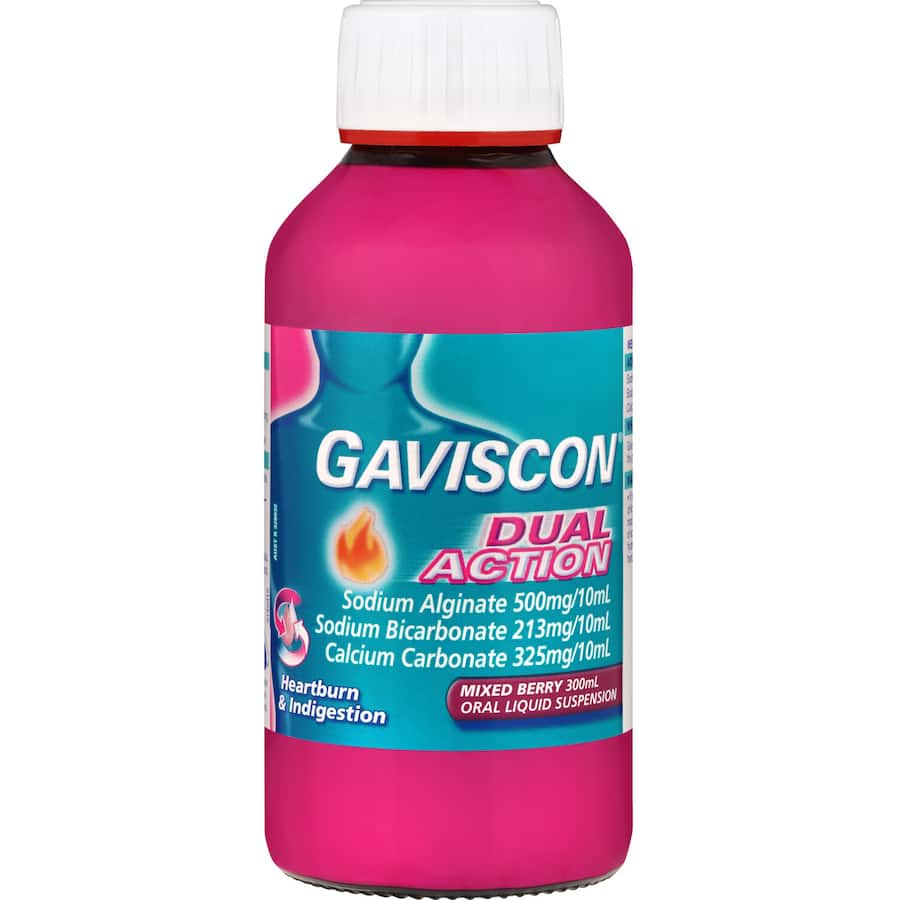 Gaviscon Dual Action Liquid Heartburn & Indigestion Relief Mixed Berry 300mL