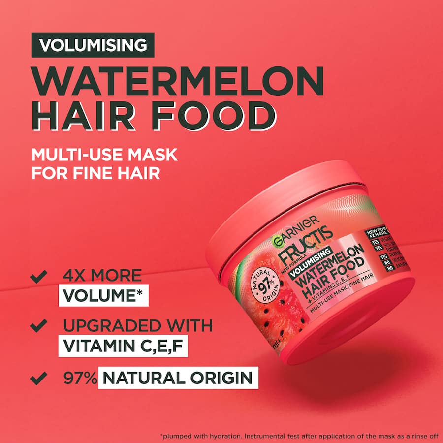 Garnier Fructis Volumising Hair Food Watermelon 3 In 1 Tub 390mL