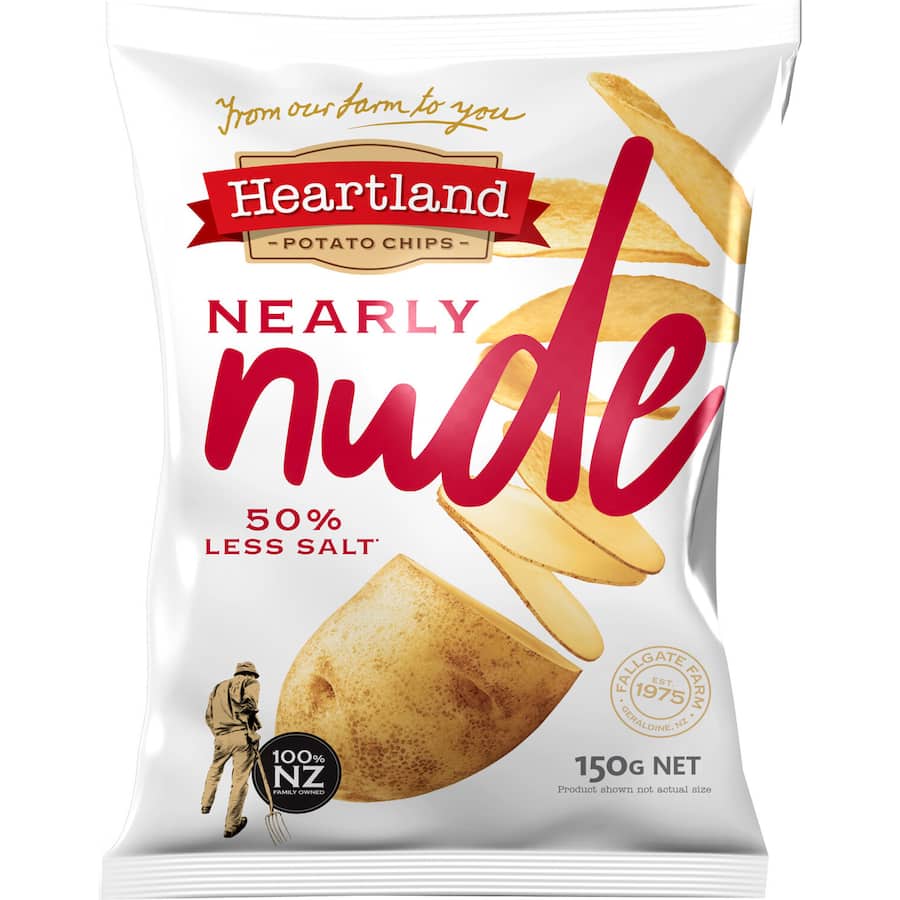 Heartland Chips Nearly Nude Less Salt 150g