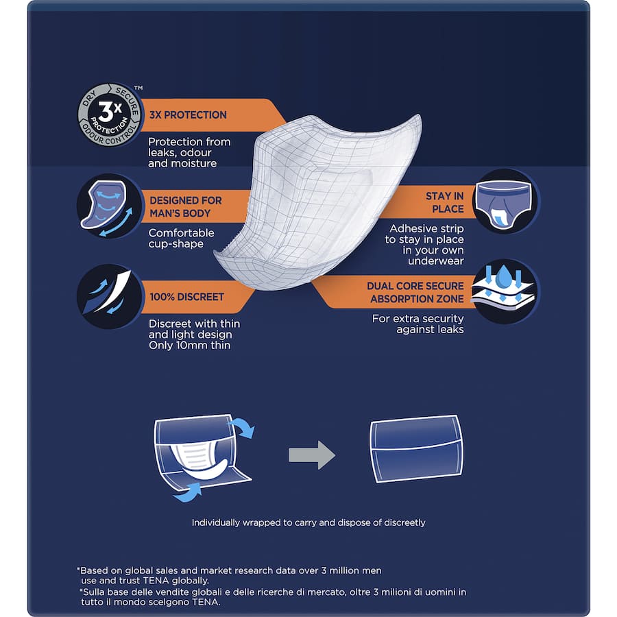 Tena Mens Continence Pads Level 3 - Pack of 8