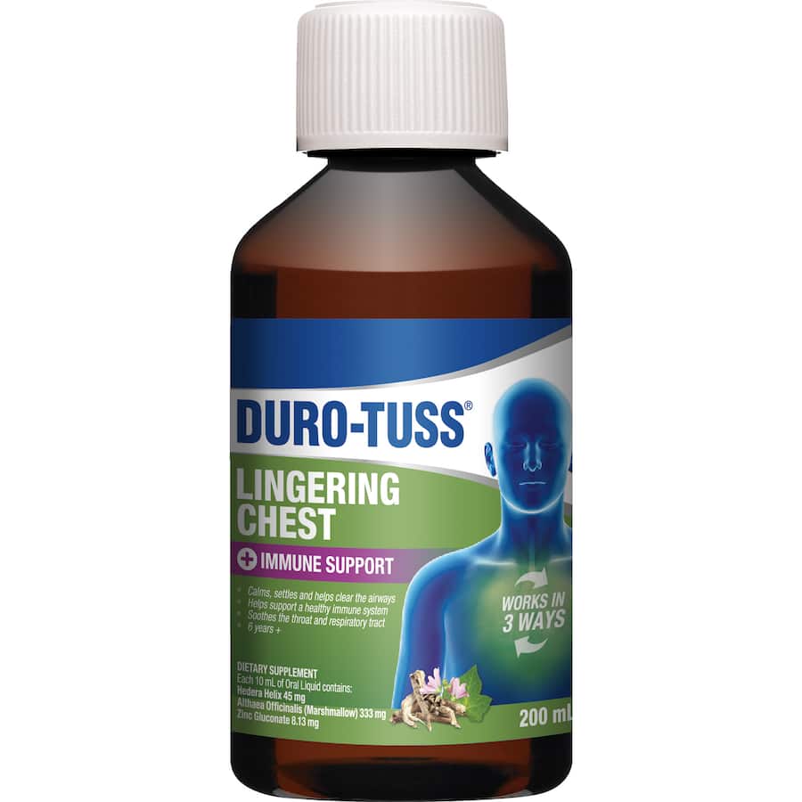 Duro-tuss Lingering Chest + Immune Support Liquid 200mL
