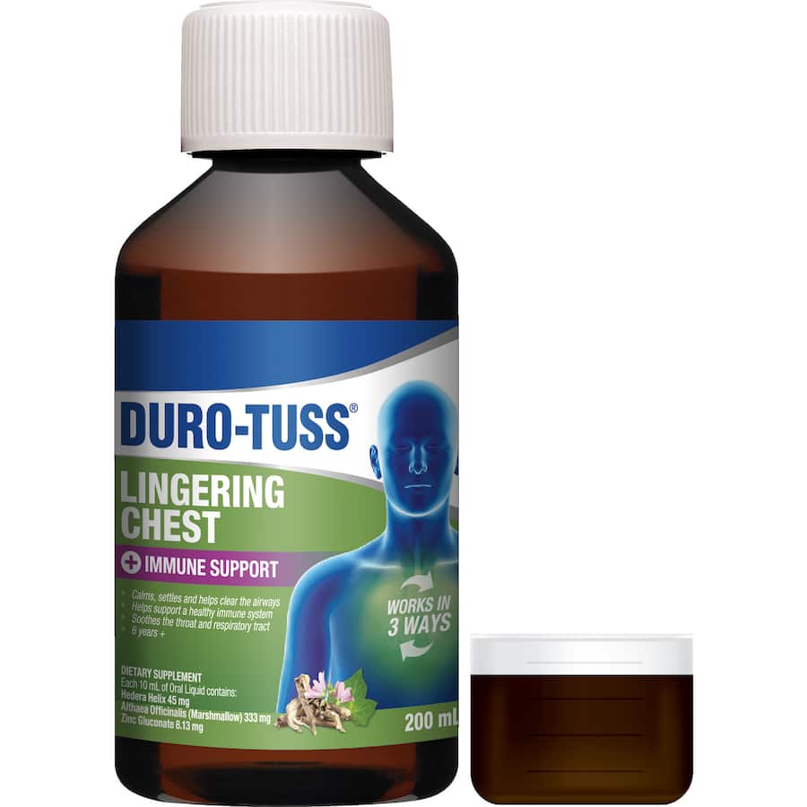 Duro-tuss Lingering Chest + Immune Support Liquid 200mL