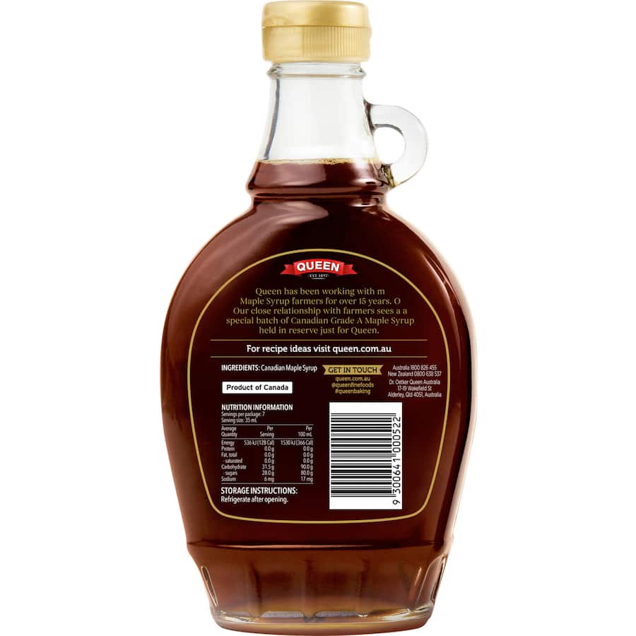 Queen Maple Syrup 100% Pure Bottle 250mL