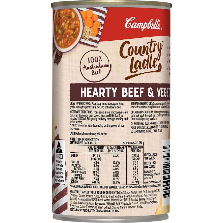 Campbell's Country Ladle Soup Beef & Vegetables Canned 500g
