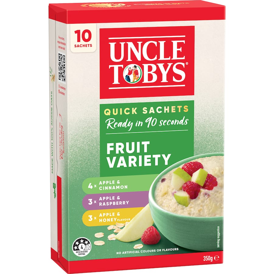 Uncle Tobys Oats Quick Sachets Fruit Variety 10 pack 350g