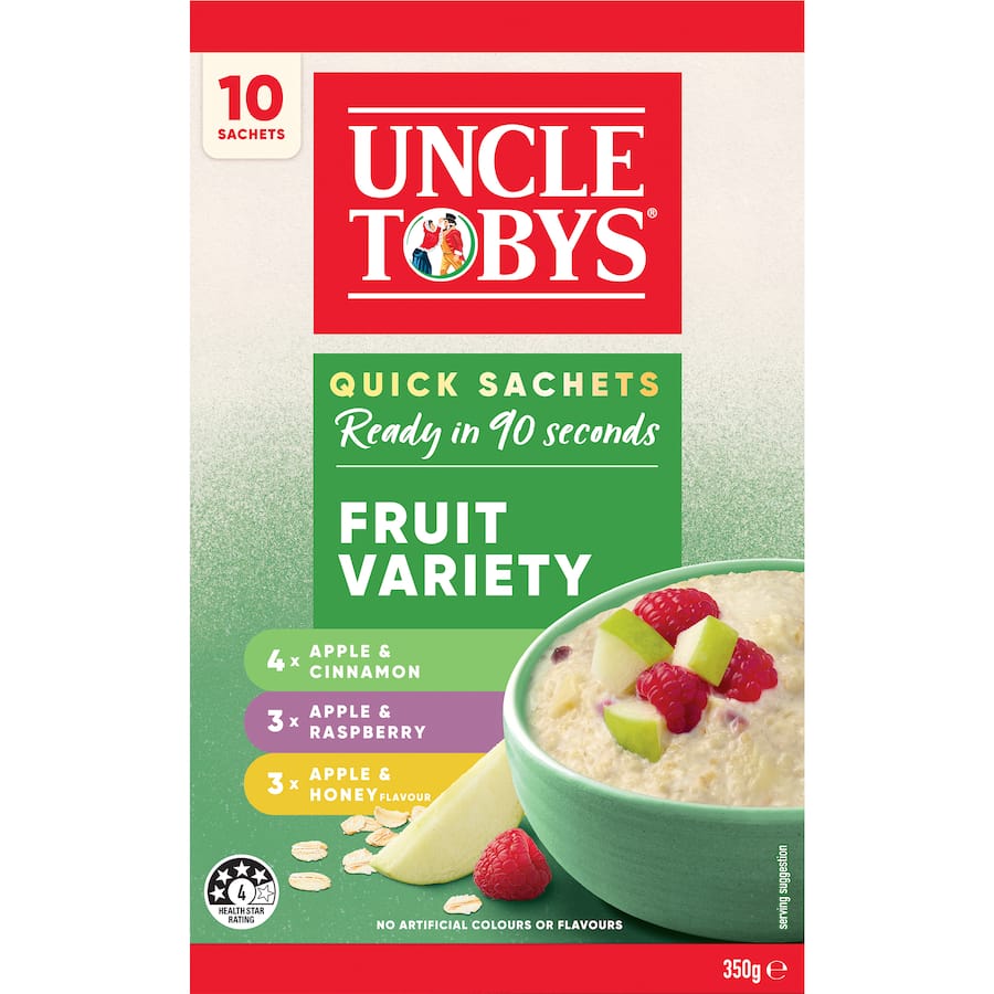 Uncle Tobys Oats Quick Sachets Fruit Variety 10 pack 350g