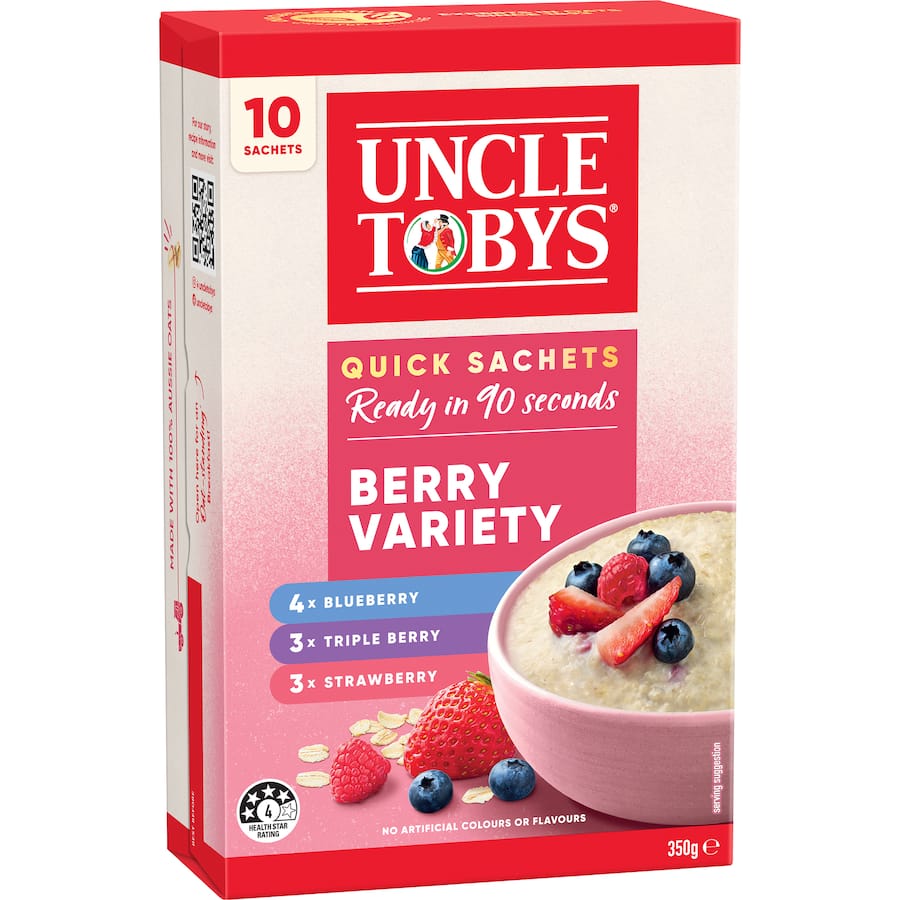 Uncle Tobys Oats Quick Sachets Berry Variety 10 pack 350g