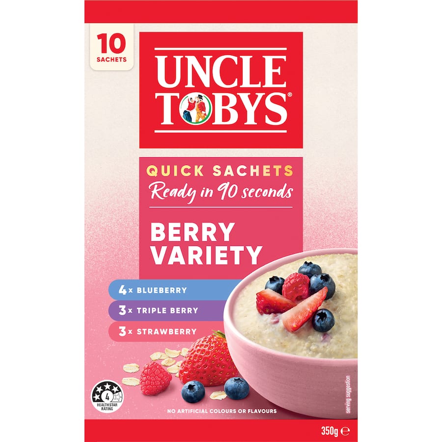 Uncle Tobys Oats Quick Sachets Berry Variety 10 pack 350g