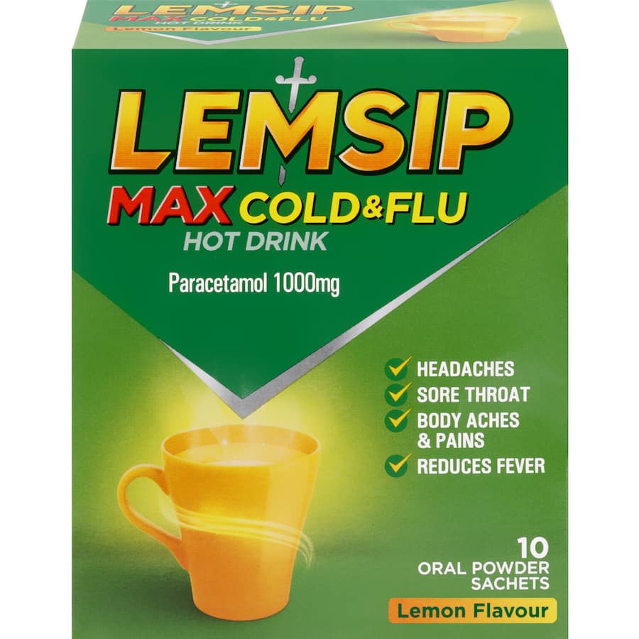 Lemsip Max Cold & Flu Lemon Hot Drink Sachets 10pack