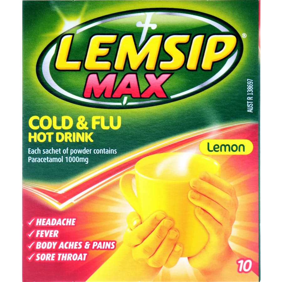 Lemsip Max Cold & Flu Lemon Hot Drink Sachets 10pack