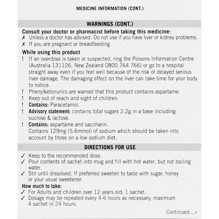 Lemsip Max Cold & Flu Lemon Hot Drink Sachets 10pack