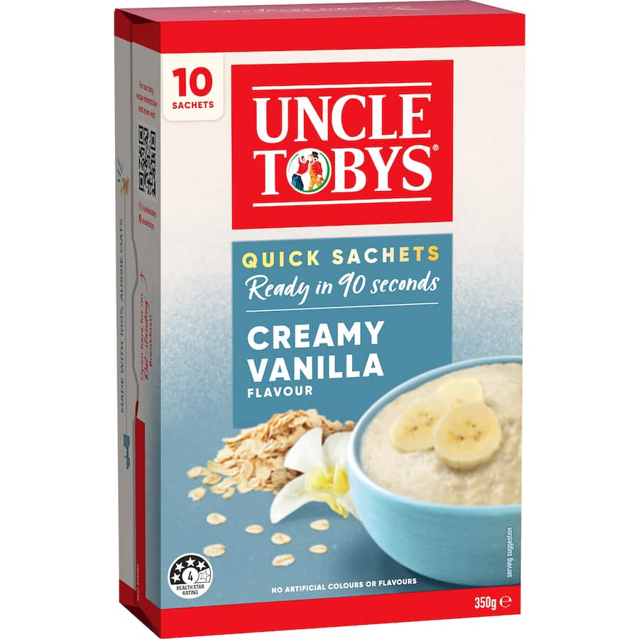 Uncle Tobys Oats Quick Sachets Creamy Vanilla 10 pack 350g